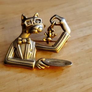 Vintage AJC cat pin brooch